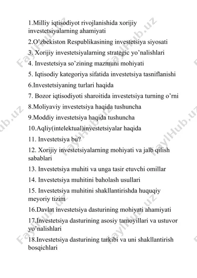 xorijiy investitsiyalar va ularning ahamiyati — DOCX