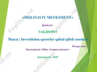 moliyaviy menejment — PPT