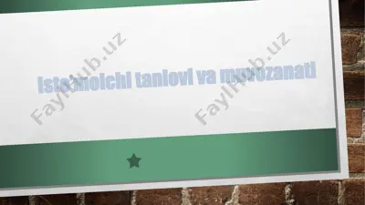 iste’molchitanlovi va muvozanati — PPTX