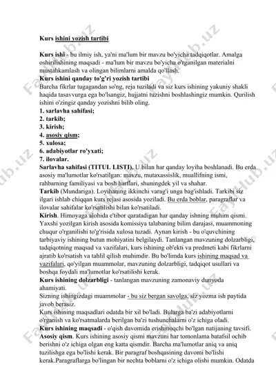 kurs ishini yozish tartibi — DOCX