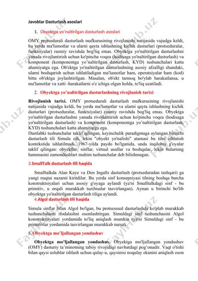 obyektga yo’naltirilgan dasturlash asoslari — DOCX