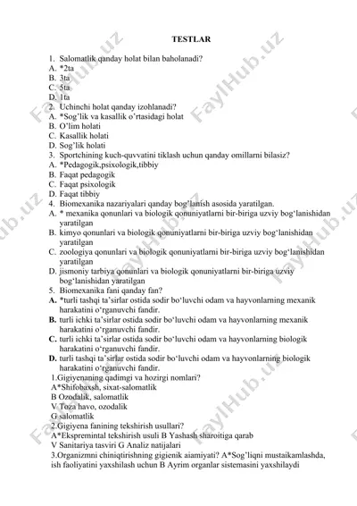 biomexanika testlari — DOCX
