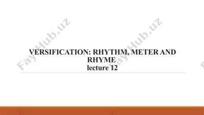 versification: rhythm, meter and rhyme — PPTX