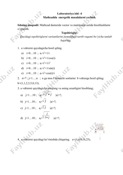 mathcad energetik masalalarni yechish — DOCX