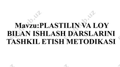 plastilin va loy bilan ishlash darslarini tashkil etish metodikasi — PPTX