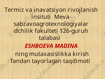 sharob tayyorlash texnologiyasi — PPTX