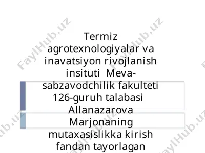 qishloq xo‘jalik mahsulotlarini saqlash va qayta ishlash. — PPTX