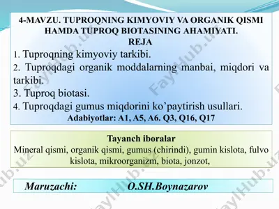 tuproq biologiyasi — PPTX