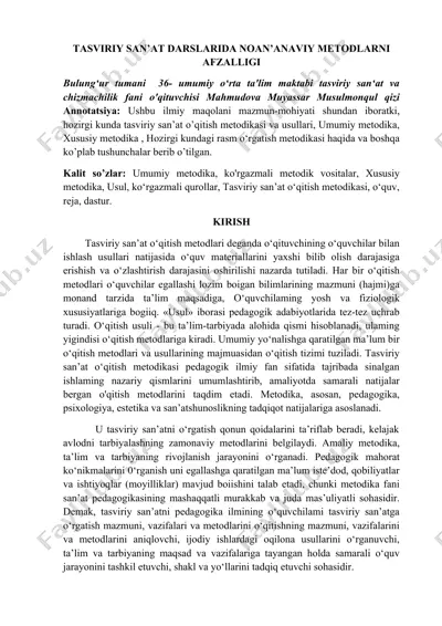tasviri san’at darslarida noan’anaviy metodlarni afzalligi — DOCX
