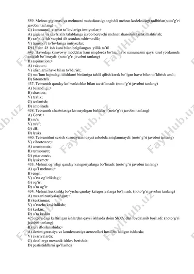 mehnat gigienasi va mehnatni muhofazasiga tegishli mehnat kodeksi — DOCX