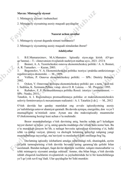 mintaqaviy siyosat — DOCX