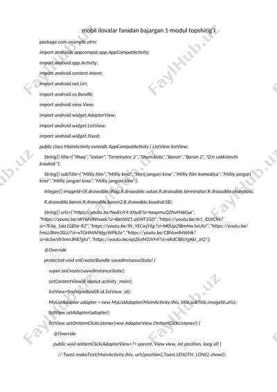mobil ilovalar fanidan bajargan 1-modul topshirig’i — DOCX