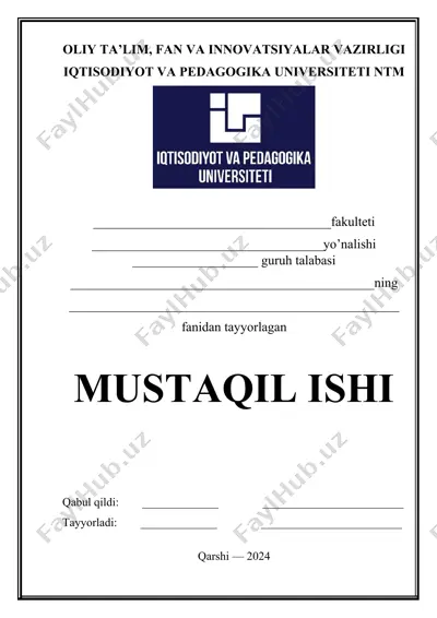 oliy ta’lim, fan va innovatsiyalar vazirligi iqtisodiyot va pedagogika universiteti ntm — DOCX