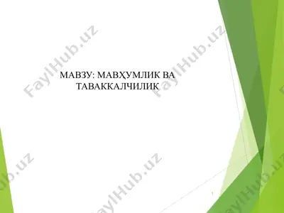 mavhumlik va tavakkalchilik — PPT