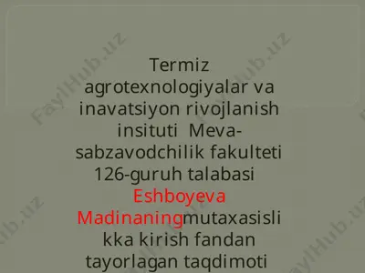 qishloq xo‘jalik mahsulotlari saqlash va dastlabki ishlov berish — PPTX