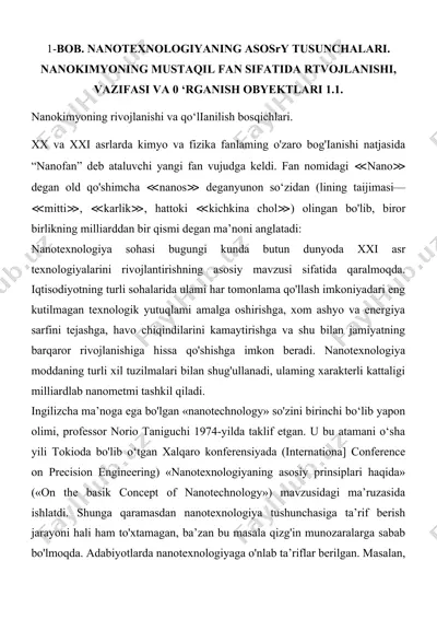 nanotexnologiyani o‘rganish — DOCX