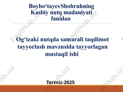 shohruhning kasbiy nutq madaniyatifanidan — PPTX