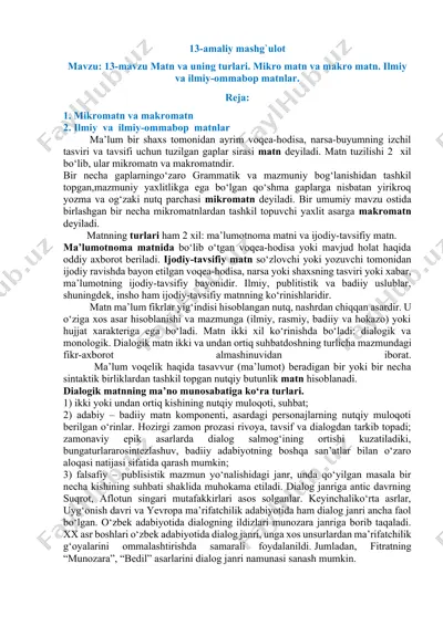 mikro va makro matnlar — DOCX