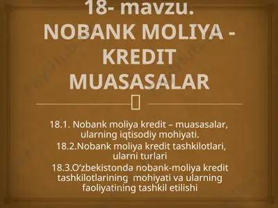 nobank moliya kredit muassasalari — PPTX