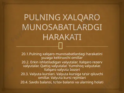 valyuta tizimlari — PPTX
