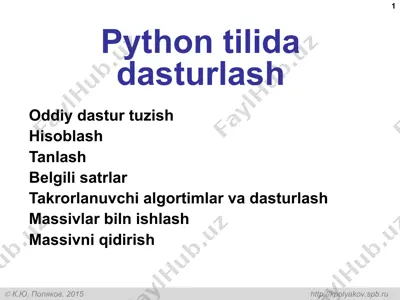 pythontilida dasturlash — PPT