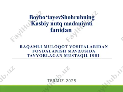 raqamli muloqotning turlari, afzalliklari va xavflari — PPTX