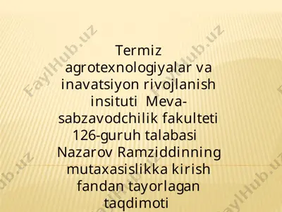 qishloq xo‘jalik mahsulotlarini saqlash va dastlabki qayta ishlashning ahamiyati — PPTX