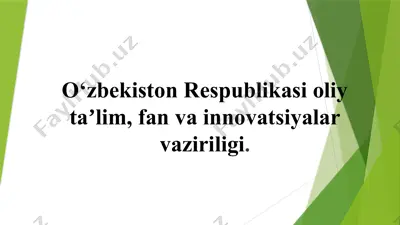 o‘zbekiston respublikasi oliy taʼlim, fan va innovatsiyalar vaziri — PPTX
