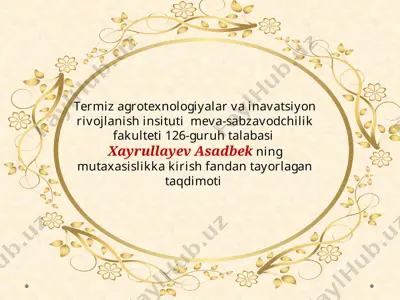 chigitli paxta va tolaning sifat ko'rsatkichlari — PPTX