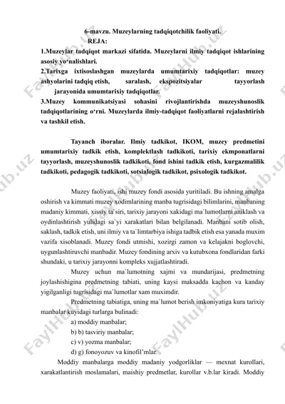 muzey faoliyati — DOCX
