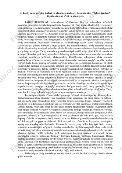 tabiiy resurslarning turlari va guruhlari — DOCX