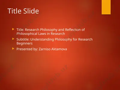 research philosophy and reflection of philosophical laws in research — PPTX