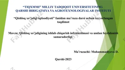 infrastrukturani tuzish va undan foydalanish samaradorligi — PPTX