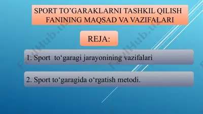 sport to’garaklarni tashkil qilish — PPTX