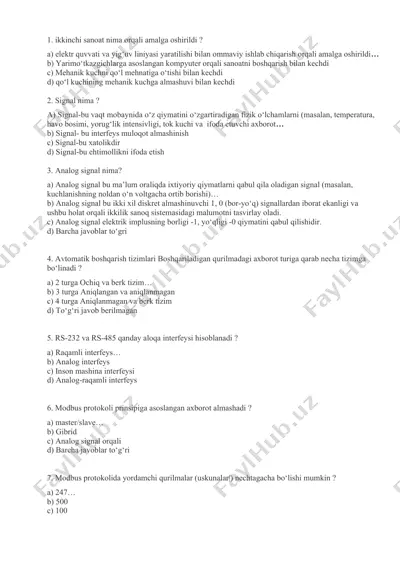 avtomatik boshqarish tizimlari — DOCX