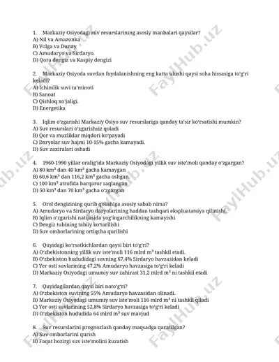markaziy osiyodagi suv resurslari — DOCX