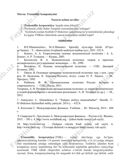 tranmilliy korporatsiyalar — DOCX