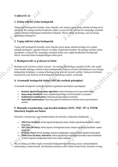 boshqarish tizimlari — DOCX