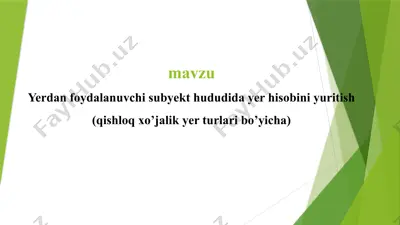 qishloqxo‘jaligi sohasida hisobotlar yuritish — PPTX