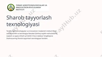sharob tayyorlash texnologiyasi — PPTX