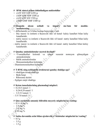 rnk sintezi uchun ishlаtilаdigаn nukleоtidlаr — DOCX