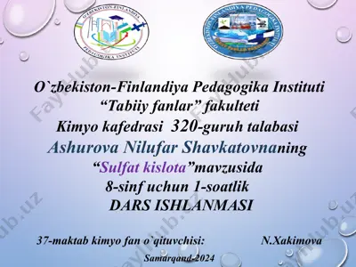 "sulfat kislota" dars ishlanmasi — PPT