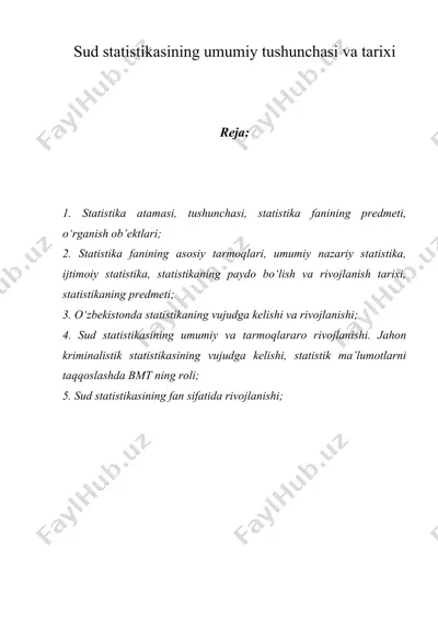 sud statistikasining umumiy tushunchasi va tarixi — DOC