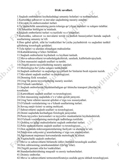 saqlash omborlarini loyihalashdagi umumiy holatlari va tushunchalari — DOCX