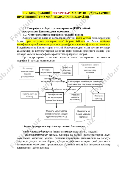 географик ахборот тизимлари учун табиий ресурсларни ўрганиш — DOCX