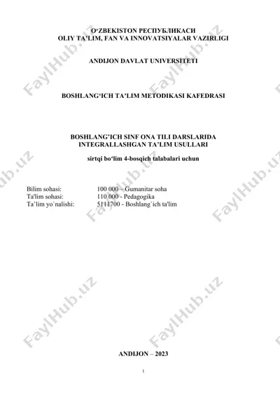 boshlang'ich sinf ona tili darslarida integrallashgan ta'lim usullari dasturi — DOC