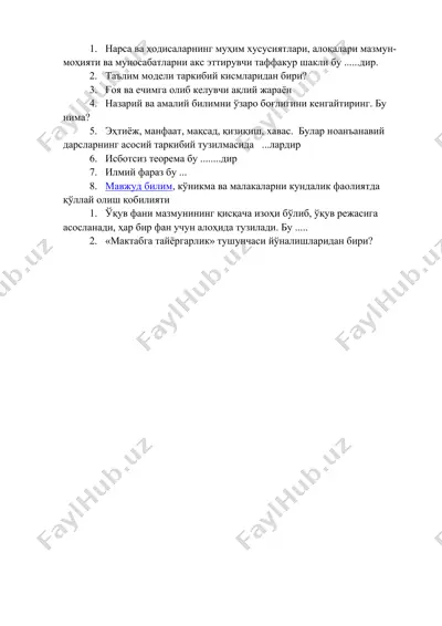 ta'lim modellari va ularning xususiyatlari — DOCX