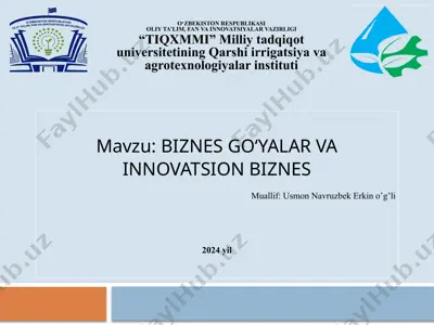 biznes go‘yalar va innovatsion biznes — PPTX
