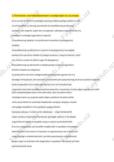 patologik anatomiya vazifalari va usullari — DOC