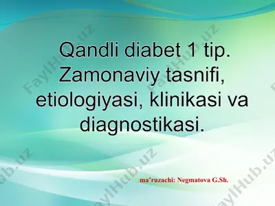 qandli diabet 1 tip — PPT